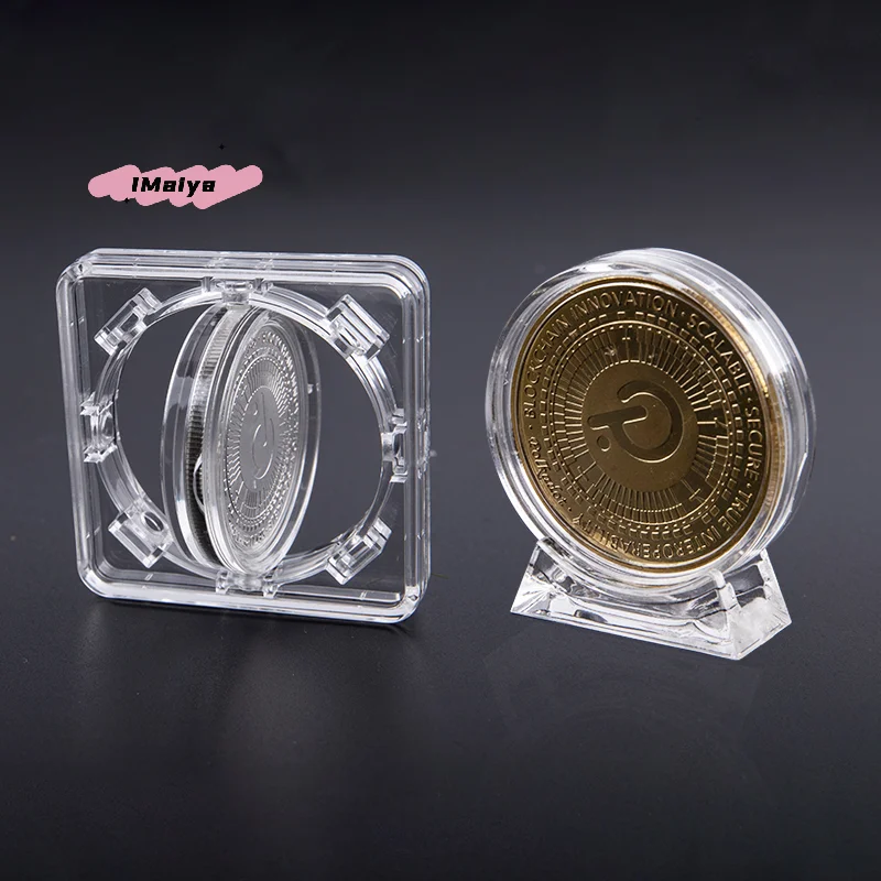 M-4cm Acryl-Münzpräsentationsbox Transparente Schutzhülle für Gedenkmünzen Heimorganisation