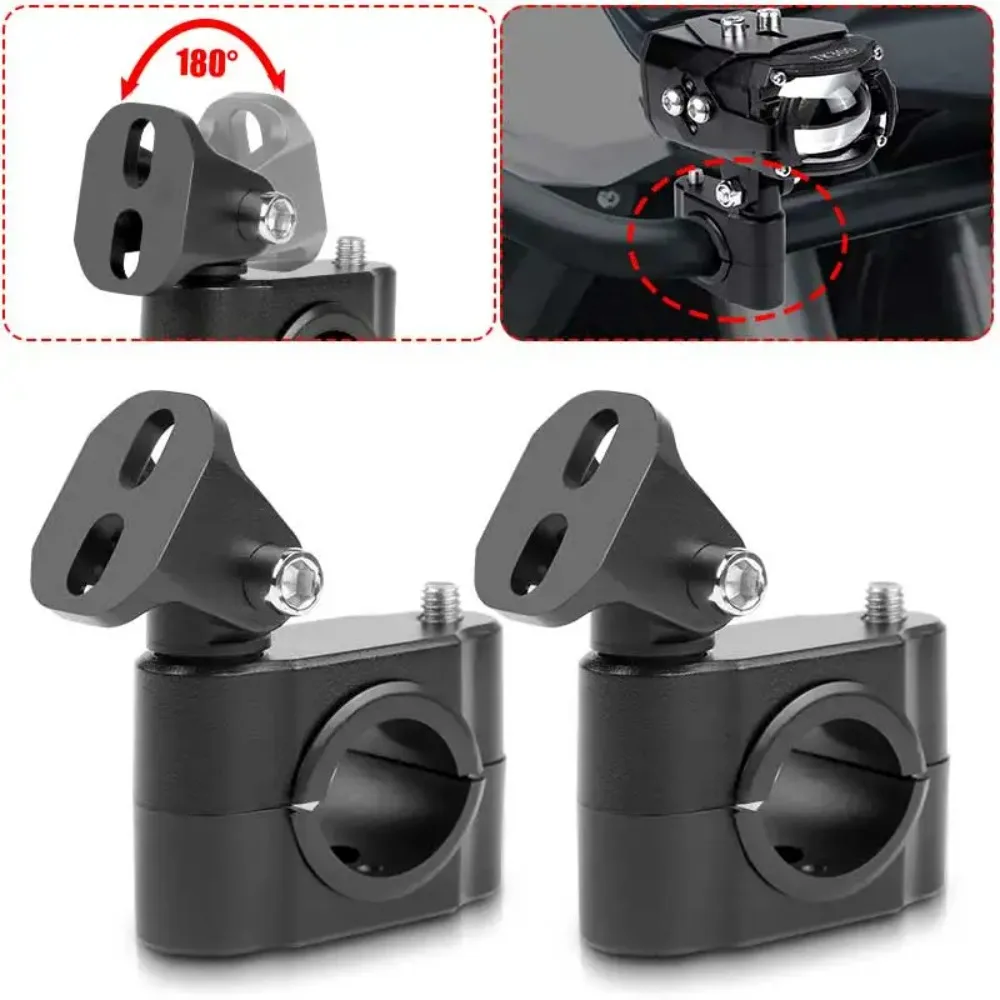 JOYINLED 1/2PCS 180 360 Degree Rotation Spotlight Bracket Motorcycle Head Light Holder Handle Bar Lamp Clamp Front Bumper Part