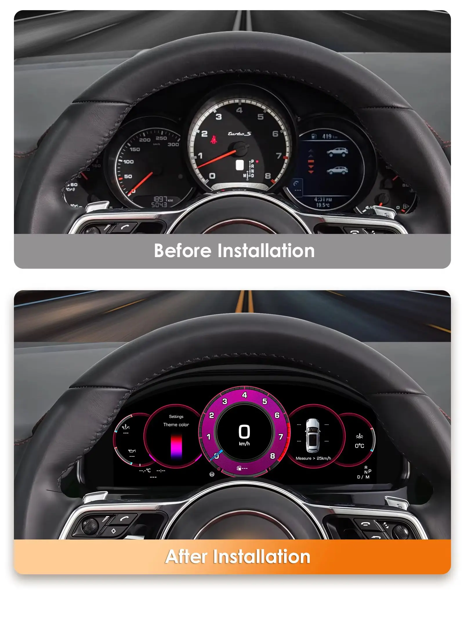 Hizpo 12,3 Zoll Auto LCD Digitales Armaturenbrett für Porsche Cayenne 2011-2017 – Modifiziertes Autoradio-Instrumentenpanel, Cockpit-Cluster-Instrumentenanzeige, Tachometer-Set, Virtuelles Cockpit,