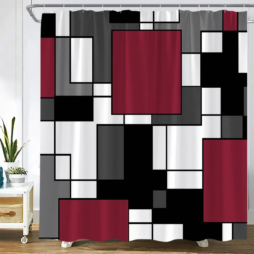 Creative Geometric Shower Curtains Blue Grey White Splicing Black Lines Abstract Modern Nordic Home Decor Bathroom Curtain Sets