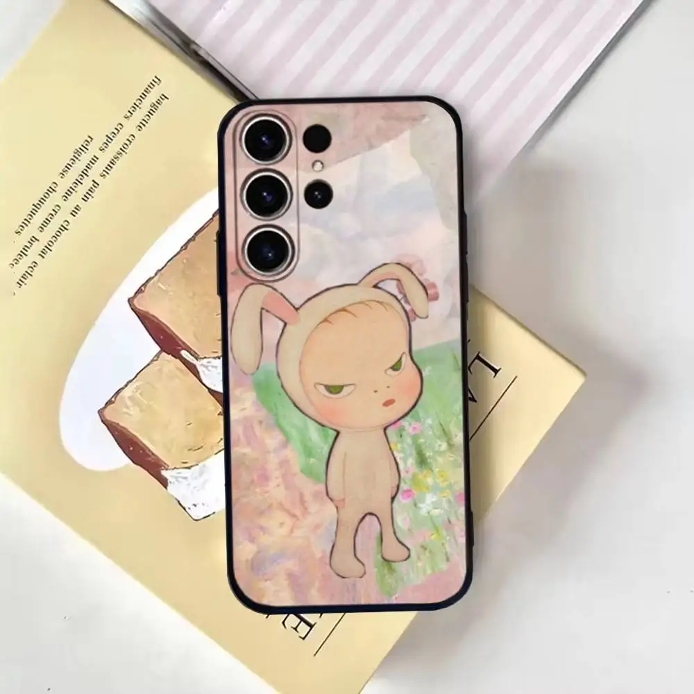 Leuke Y-Yoshitome Nara Telefoon Case Voor SamsungS25,24,21,22,23,30,Ultra,20,Plus,Fe,Lite,Note,10,9,Zachte Zwarte Cover