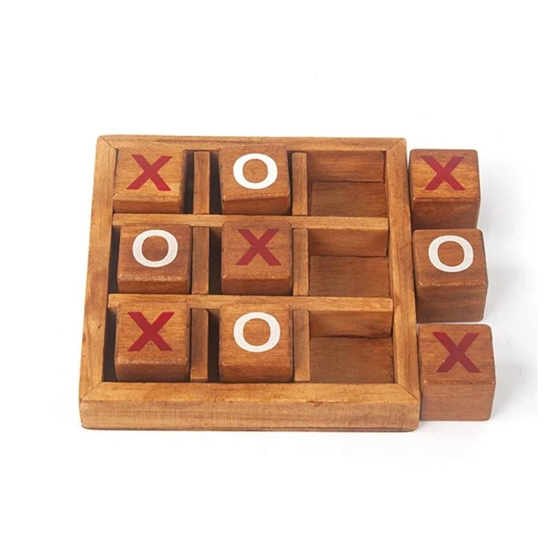 Wooden Tic Tac Toe Strategic Board Game Brain Teasers Fun Logic Challenges Family Travel Gifts For Kids Teens Adults