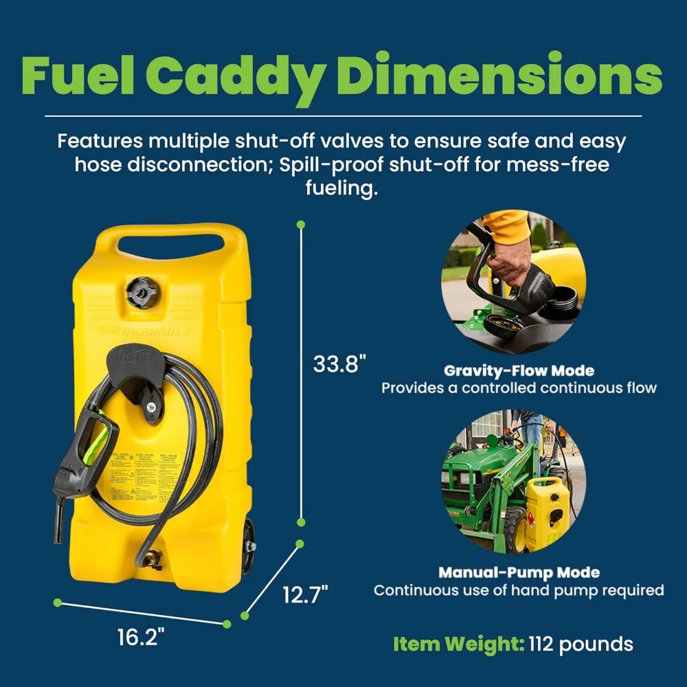 Tangki Transfer Serbaguna Portabel 14 Galon dengan Roda dan Selang 10 Kaki untuk Pengeluaran Cairan yang Mudah