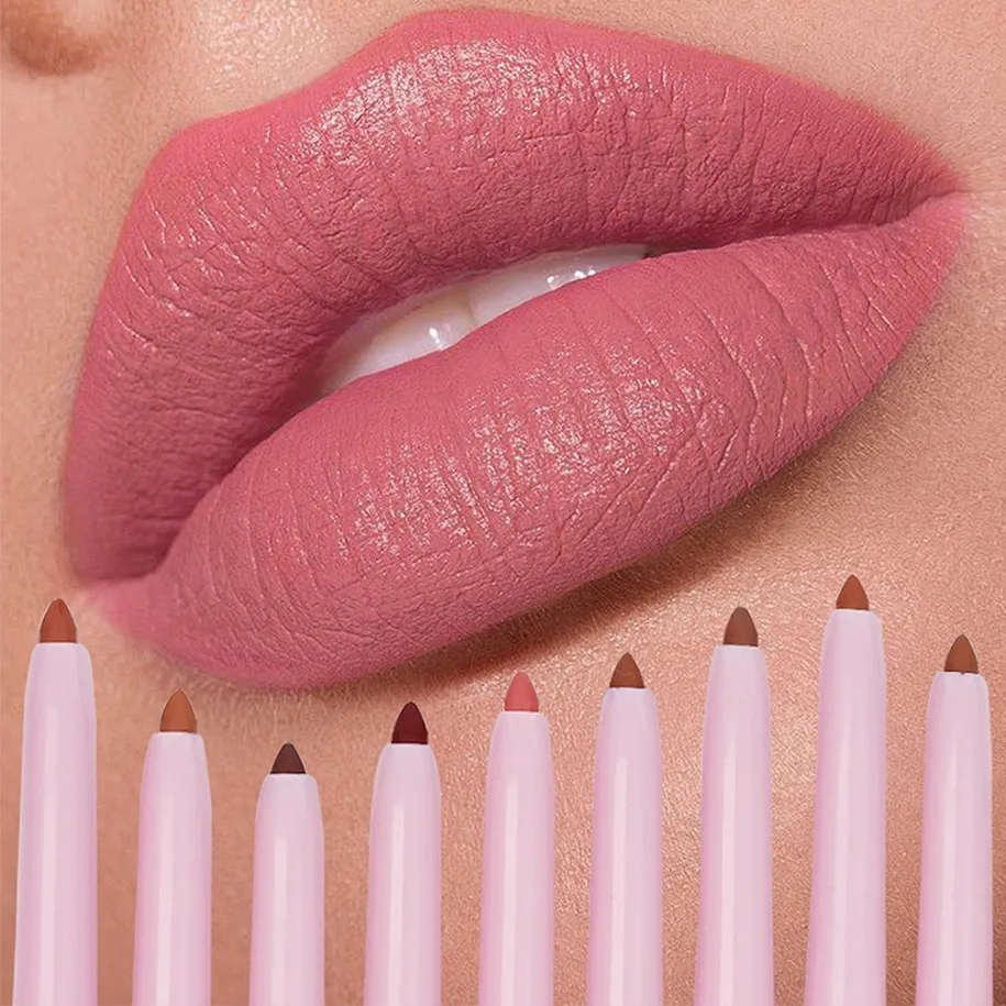 Marca própria vegana 15 cores lápis delineador labial à prova d'água torcido batom atacado maquiagem beleza logotipo personalizado lipliner