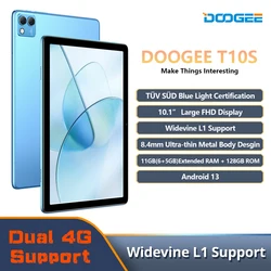 DOOGEE-Tablette T10S de 10.1 Pouces, FHD, TWATV, Écran Principal ignoré, Widevine L1, Prise en Charge de 6 Go + 128 Go, Android 13, 6600mAh