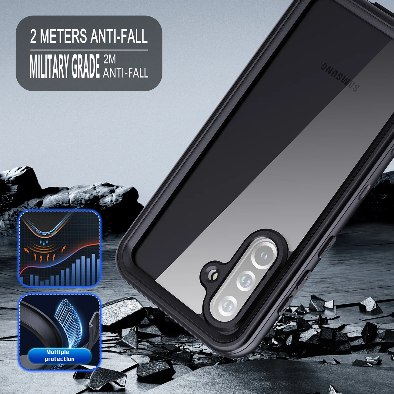 Wodoodporne etui IP68 do Samsung Galaxy A37 A17 A56 A26 A36 A16 A55 A25 A15 A54 z smyczą, do nurkowania pod wodą, pełna ochrona 360 stopni. — zdjęcie produktu 6