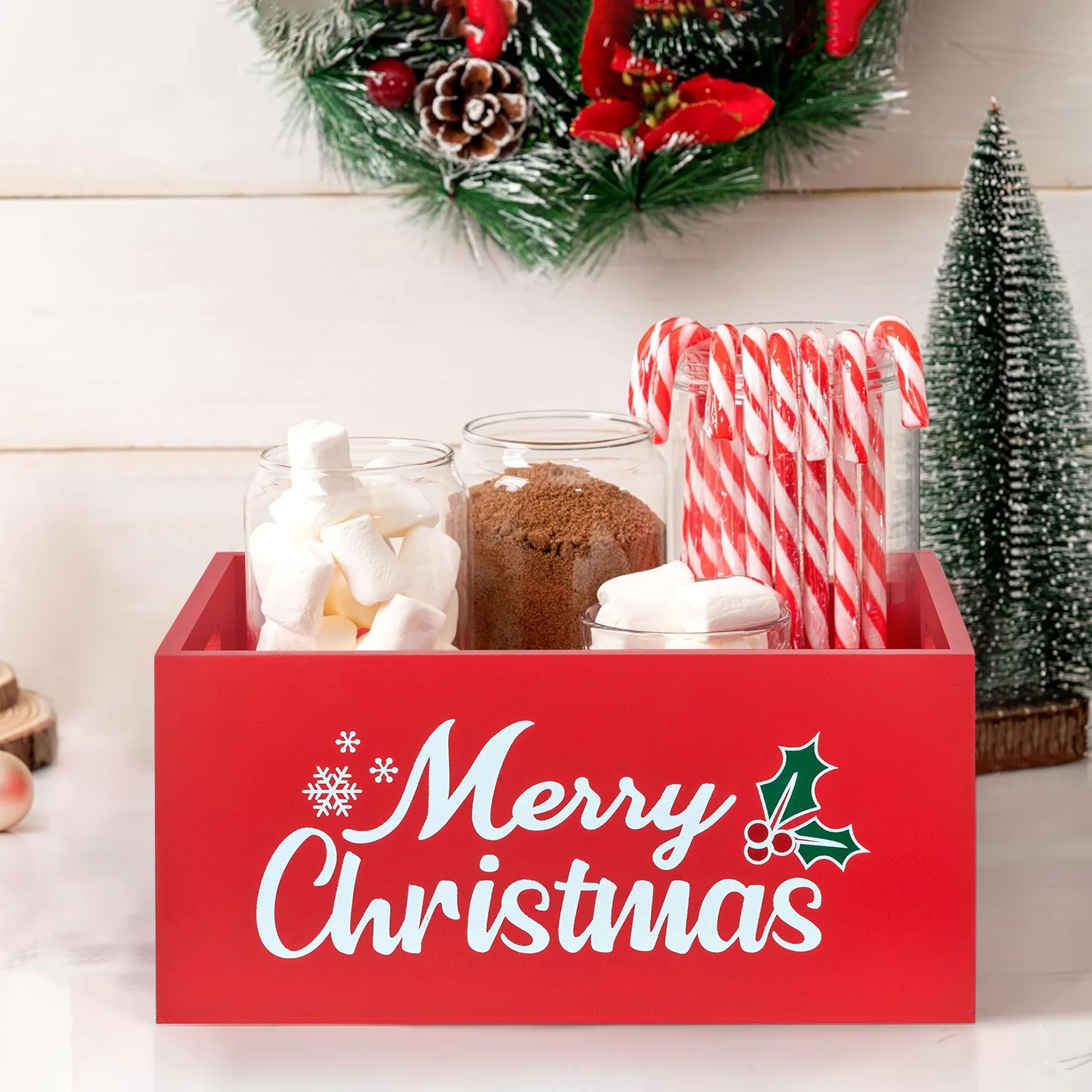 

Christmas Tray, Storage Box, Sorting Wooden Storage Box, Christmas Candy Storage, Sorting and Placing Portable Storage