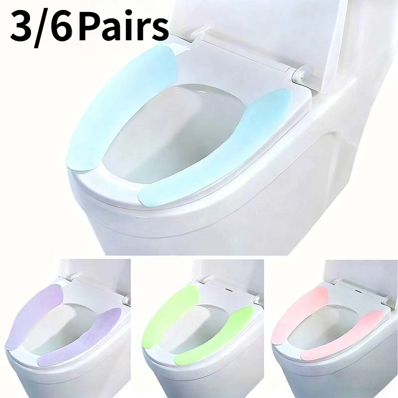 

3/6Pairs Toilet Seat Cushion Cover Washable Home Travel Toilet Seat Cover Soft Comfortable Bathroom Cleaning Accessories