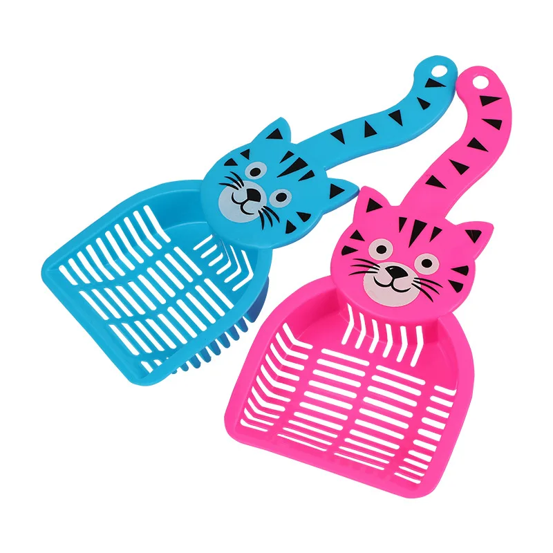 Cartoon Cat Litter Shovel Cat Scoop Poop Shovel Waste Tray Pet Cleaning Tool Plastic Cat Sand Toilet Cleaning Spoons Hollow