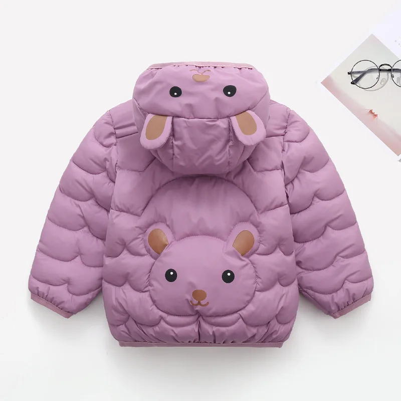 2 3 4 5 Years Autumn Winter Girls Jackets Cute Bear Keep Warm Fashion Boys Coat Hooded Zipper Baby Outerwear New Kids Clothes