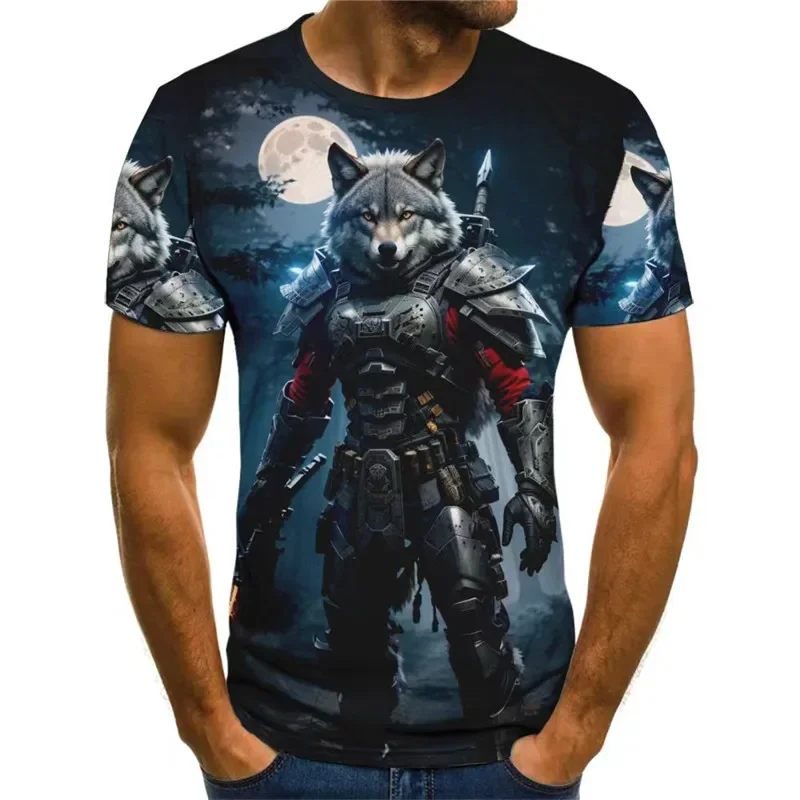 

Fun Men's 3D Animal Printed T-shirt Summer Street Trend Sport O Collar Casual Loose Top for Kids T-shirt