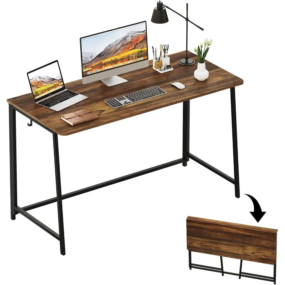 

Folding Desk, 47.2" Foldable Computer Desk for Bedroom, Space Saving Computer Table Writing Workstation for Home Office