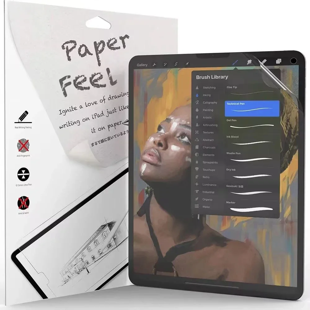 Filme de papel como protetor de tela pet para ipad 9.7 ar 2 3 10.5 ar 4 5 10.9 pro 11 12.9 10.2 10 9th 8 7th gen mini 1 2 3 4 5 6