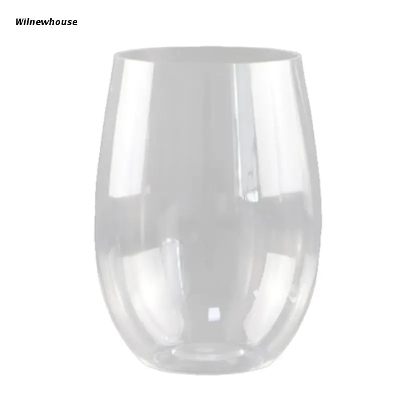 F63A Shatterproof Plastic Wine Glass Unbreakable PCTG Red Wine Tumbler Glasses Cups Reusable Transparent Fruit Juice Cup