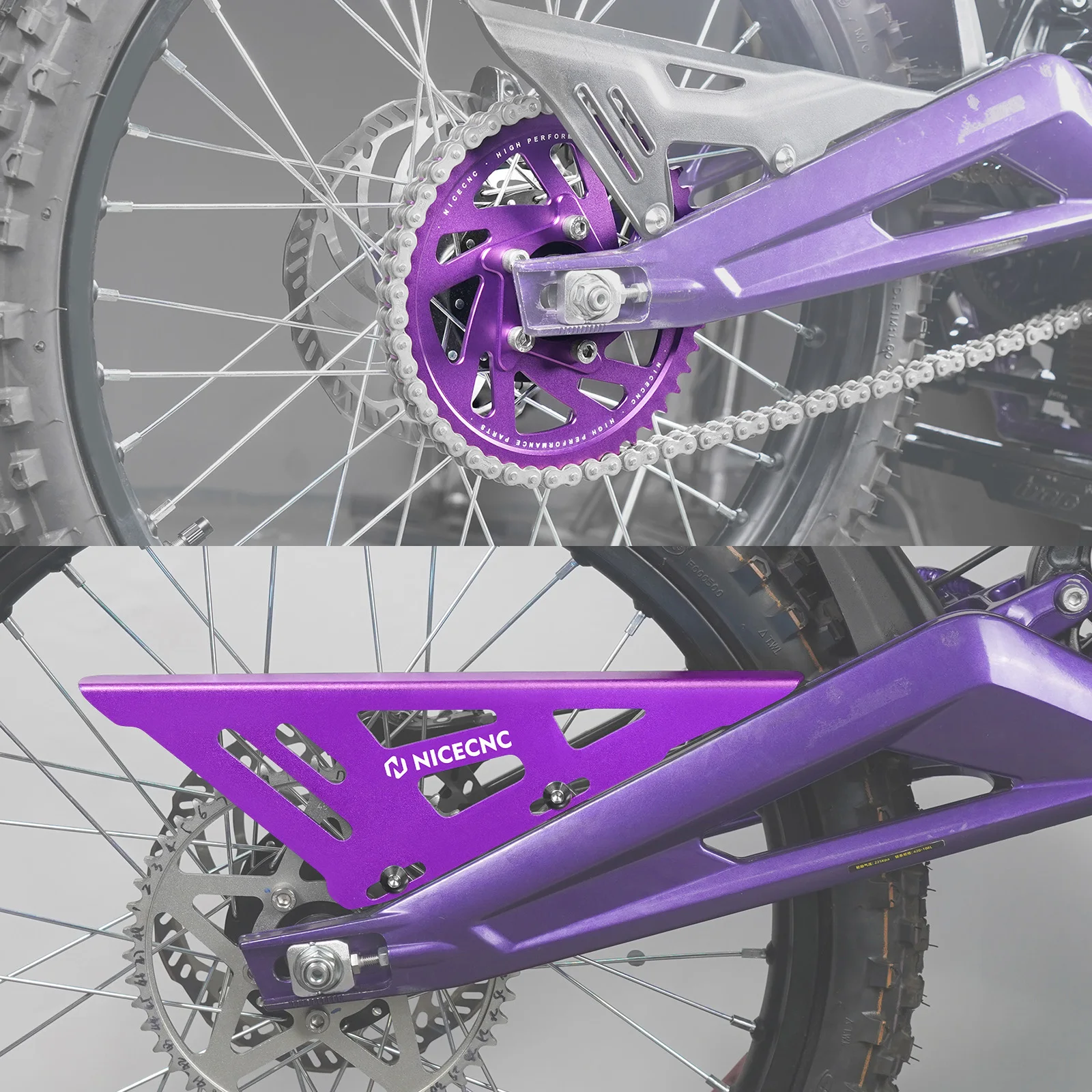 NICECNC For Surron Light Bee X Rear Sprocket 48 Teeth Rear Chain Guard Cover Kit For Sur-Ron Light Bee S L1E Segway X160 X260