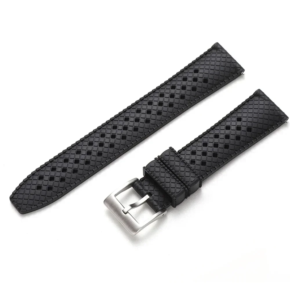 Bracelet de montre FKM de haute qualité, 20mm 22mm, poreux, à dégagement rapide, en caoutchouc fluoré, pour Rolex, accessoires de montres de plongée pour hommes