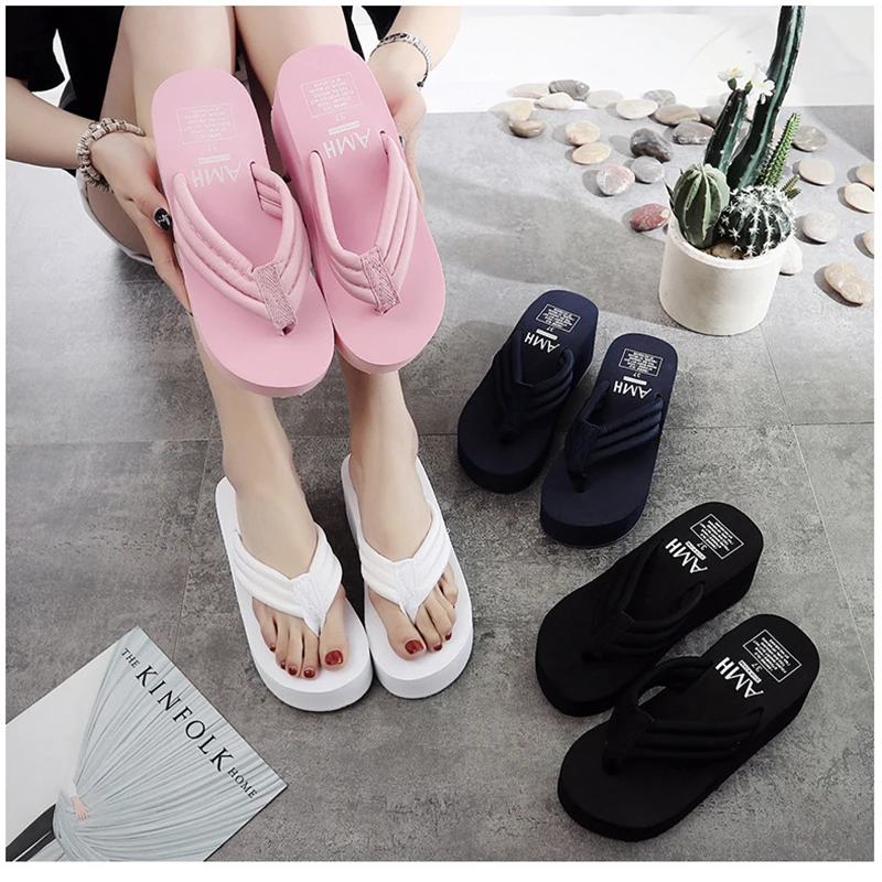 Women Slippers Casual New Bohemia Floral Beach Sandals Wedge Platform Thongs Slippers Flip Flops Flip Flop Female Shoes