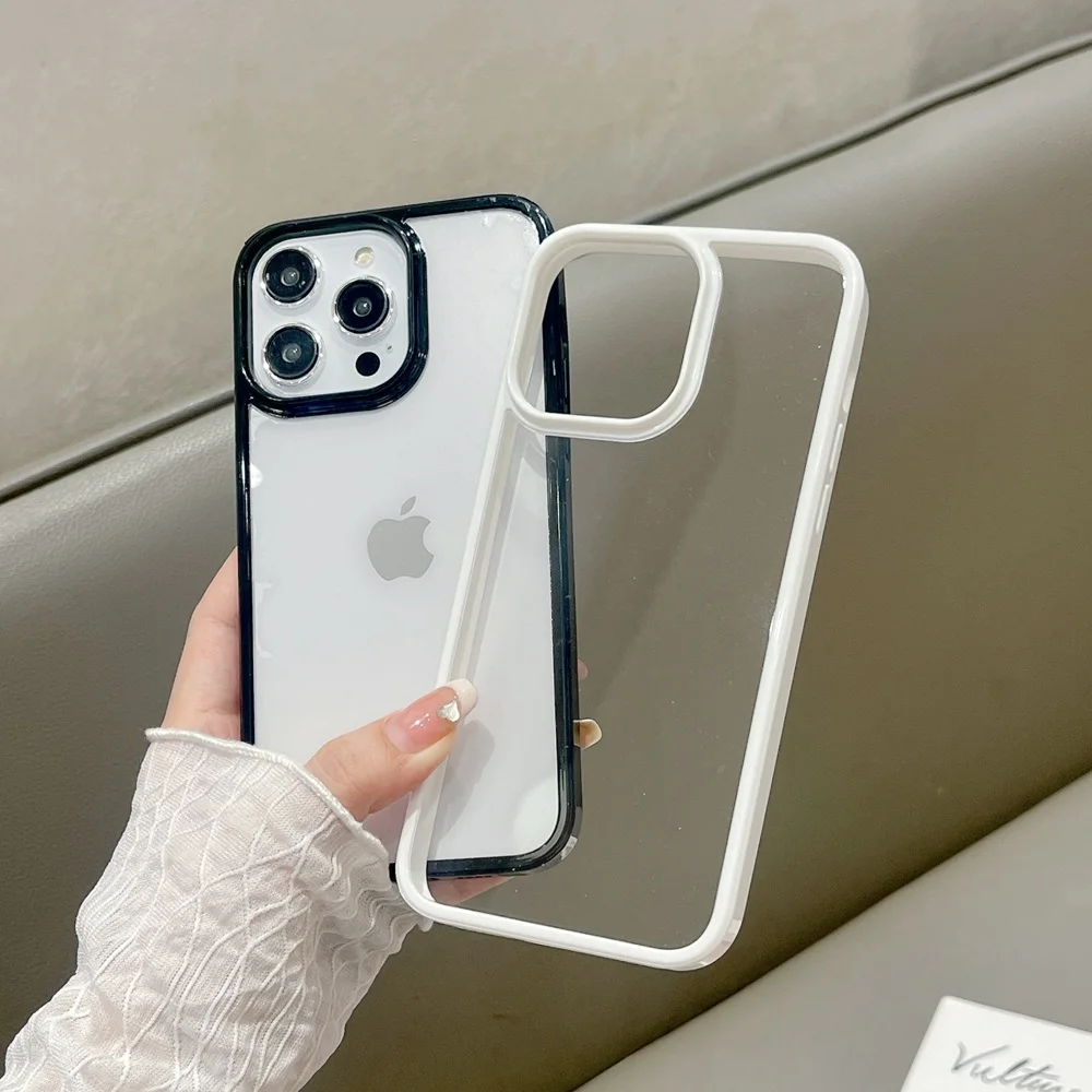 Luxury Candy Color Shockproof Phone Case For iPhone 15 14 13 12 11 Pro Max X XS XR 8 7 Plus Mini Transparent Hard Acrylic Cover