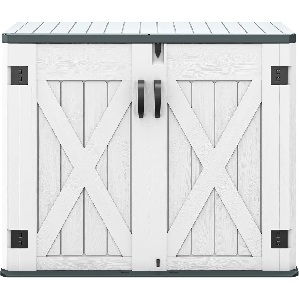 

Outdoor Storage Shed, Weatherproof Resin, 35 Cu Ft Capacity, Horizontal Design, X-Shaped Lockable Door, Suitable for Bike, Gard