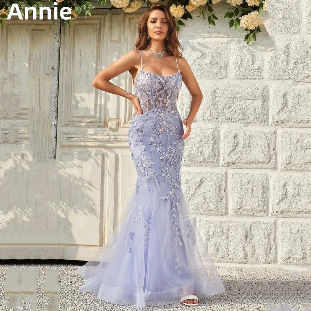 

Annie Purple Prom Dresses Glitter Lace Embroidery Prom Dress Mermaid Tulle Special Occasion Party Dresses 2024 vestidos de gala