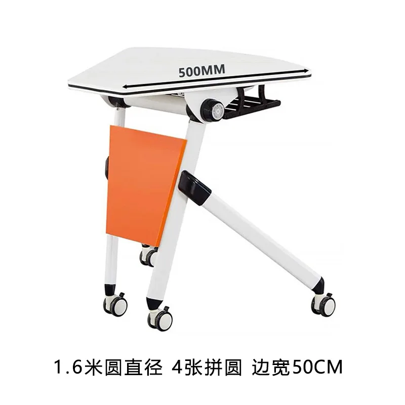 Folding conference table Multifunctional folding training table and chair combination Movable curved splicing hexagonal
