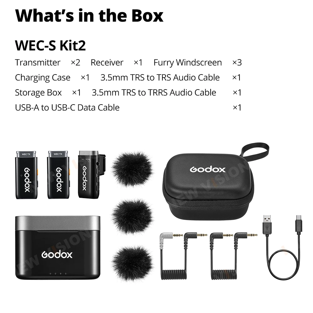 GODOX 2,4 GHz WEC-S Drahtloses Mikrofonsystem für Sony-Kameras, maximale 200 m Verlustreichweite für Interviews, Live-Prämien, Filmen