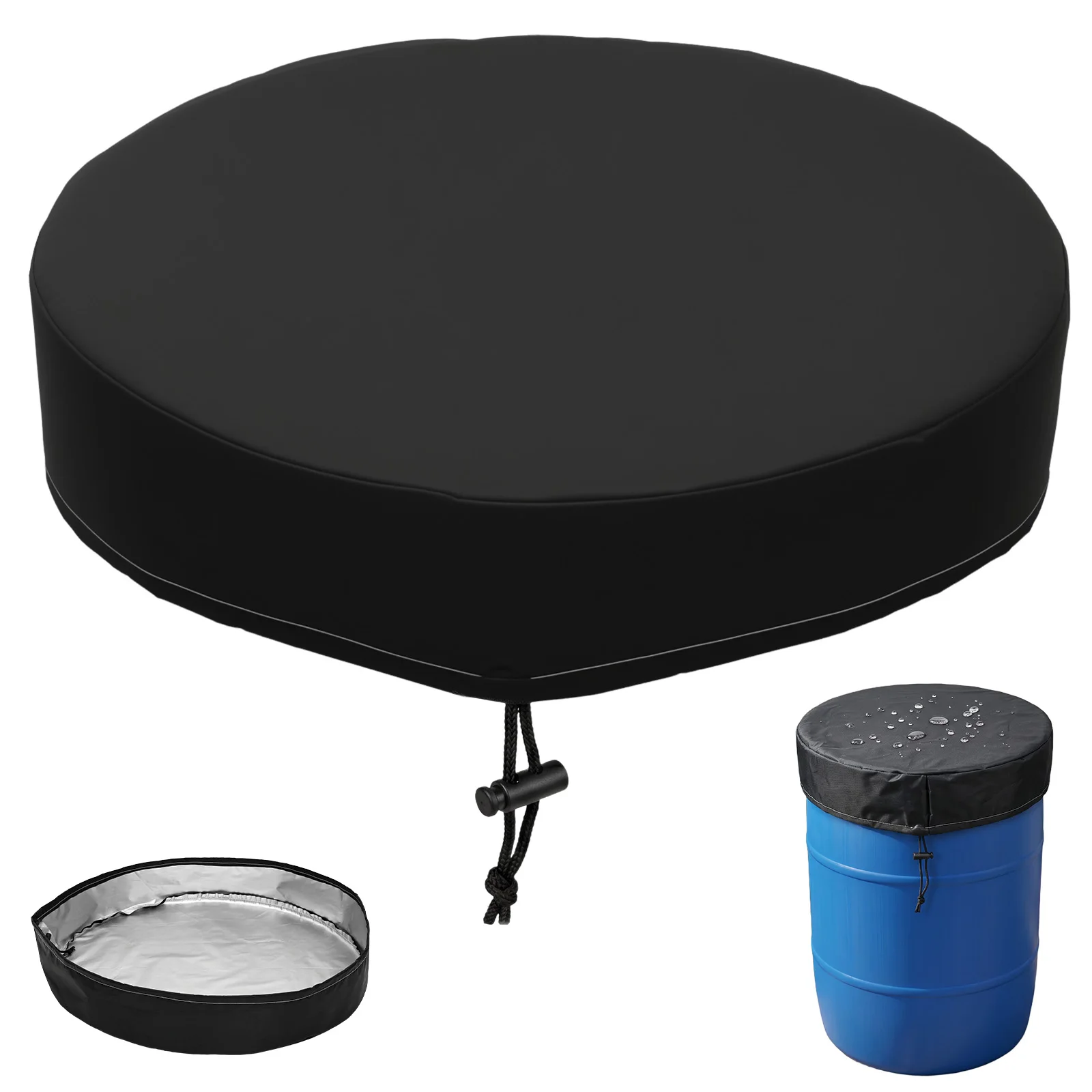 55 Gallon Drum Cover Adjustable Drawstring Outdoor Waterproof Dustproof Rain Barrel Cover Sealed Bucket Protection