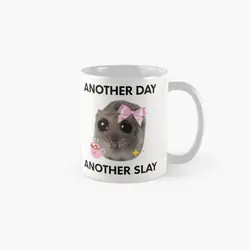 Another Day Another Sl Y Sad Hamster Me  Mug Handle Round Tea Drinkware Simple Cup Gifts Design Printed Picture Coffee Photo