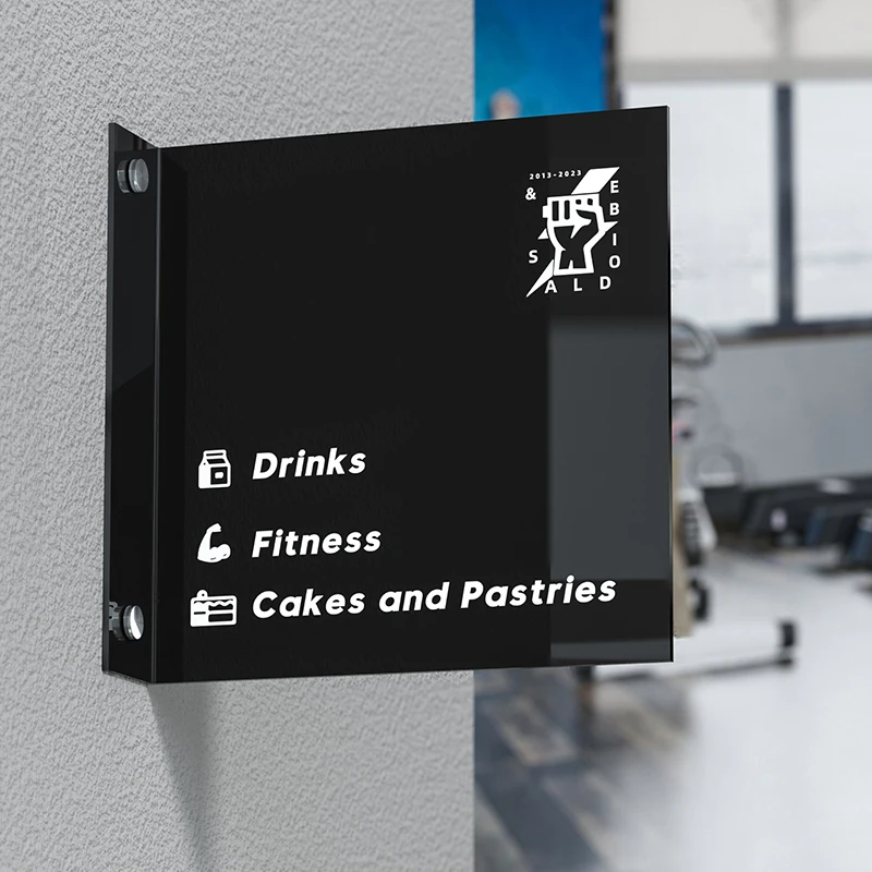 Modern Acrylic Sign board Side Install Door Plate For Company Shop Store Hotel Salon Customize Business Logo Icon Name Slogan