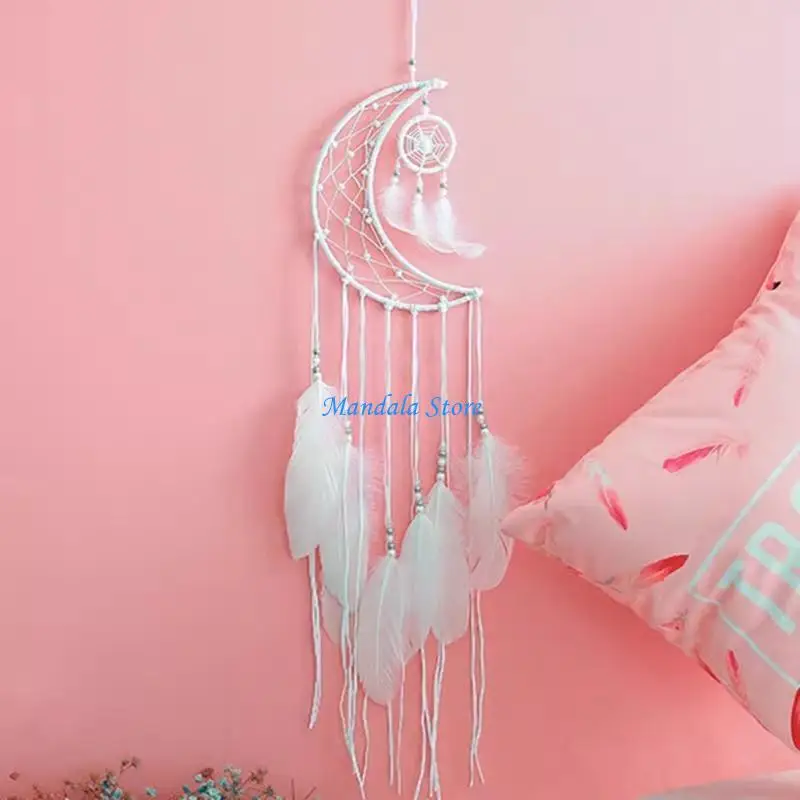 

U2JC Dream Catcher Craft White Plastic Moon for Home Handmade Projects