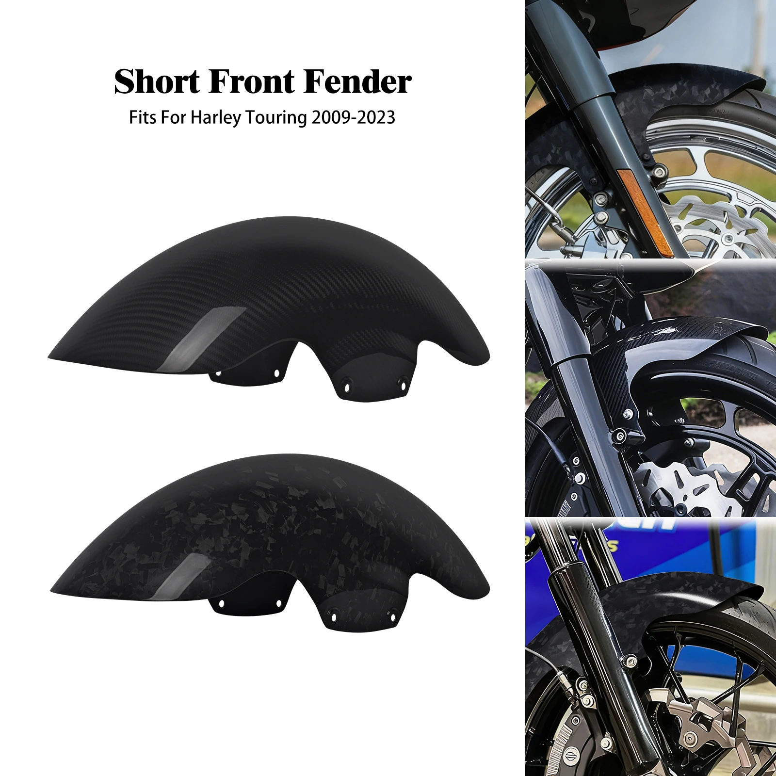 Motorcycle Front Fender Short Wheel Cover Mudguard For Harley Touring Electra Road Street Glide Road King Ultra Limited 2009-23