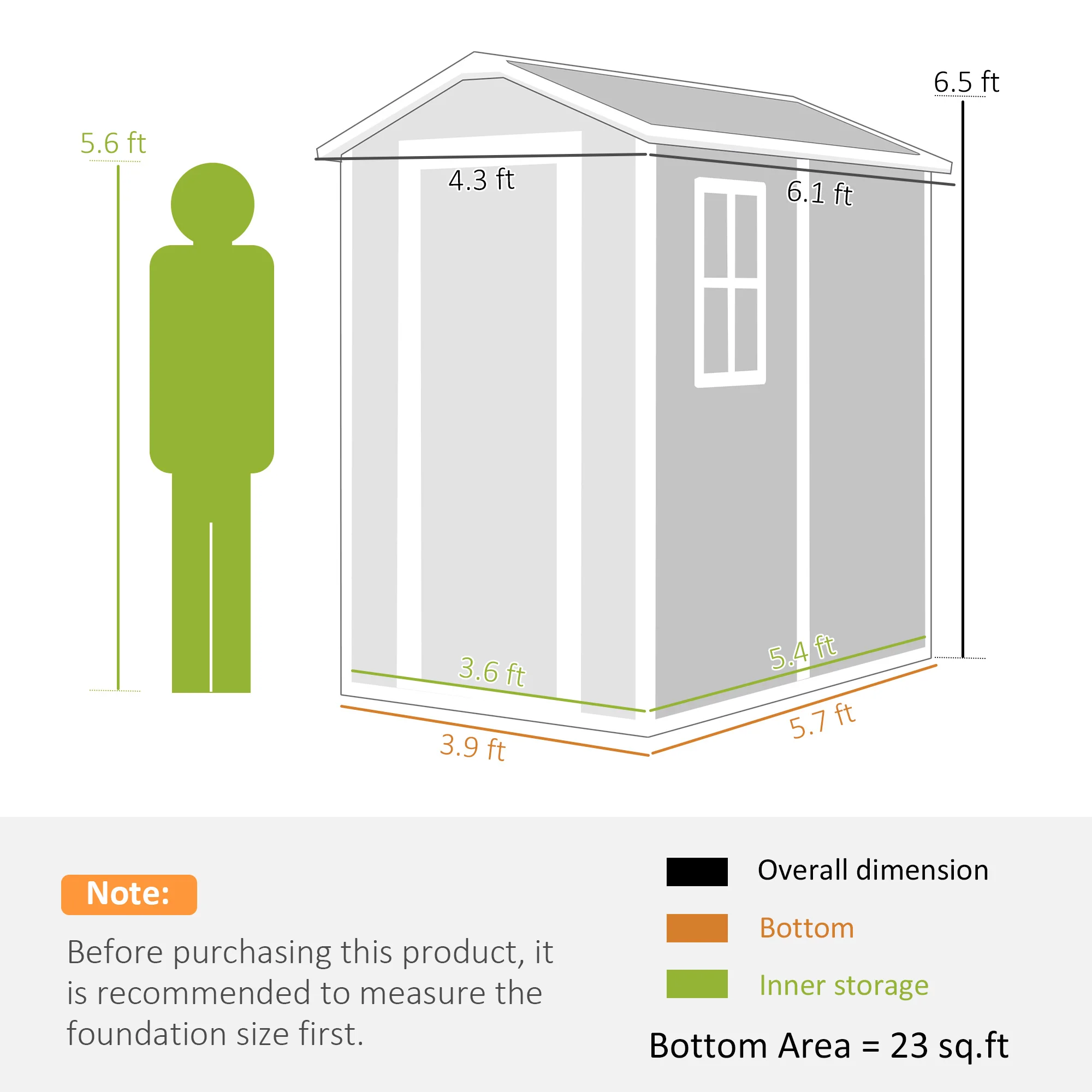 6' X 4' Outdoor Storage Shed, Plastic Shed with Floor, Gray - view 3