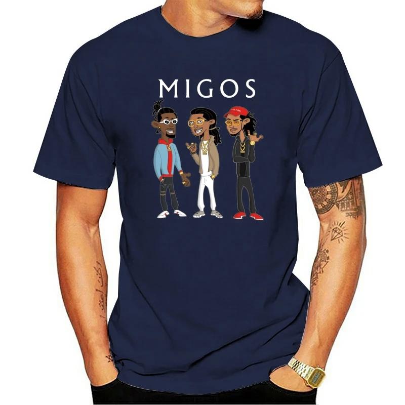 

Migos Хип-Хоп Рэп Хлопковая Мужская Футболка Новая Мода ФУТБОЛКА