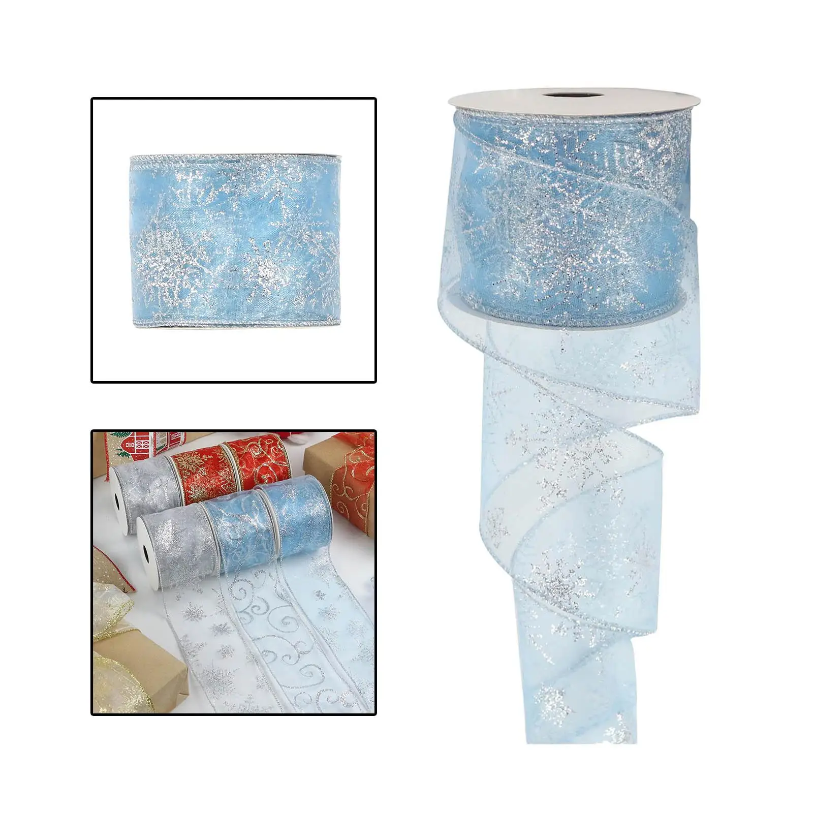 4x Glitter Ribbon Christmas DIY Trim Crafts for Party Home Decoration Blue