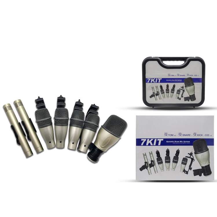 

7Pcs Dynamic Diaphragm Drum Music Microphone Live Broadcast Recording 48V Live Performance Sound Pickup Microphones