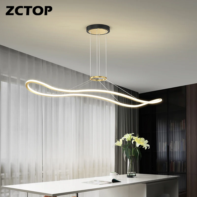 

Minimalist Modern Restaurant Led Pendant Lights Simple Creative Home Living Dining Room Bedroom Kitchen Bar Long Hanging Lamps