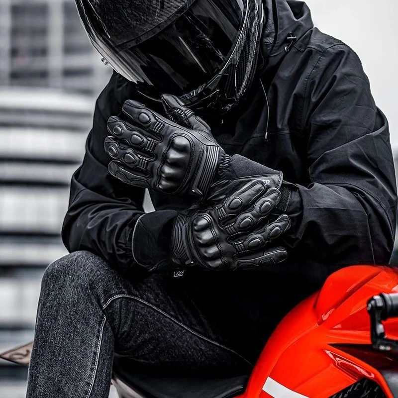 Motorcycle wind electric heating gloves leather windproof winter locomotive riding equipment