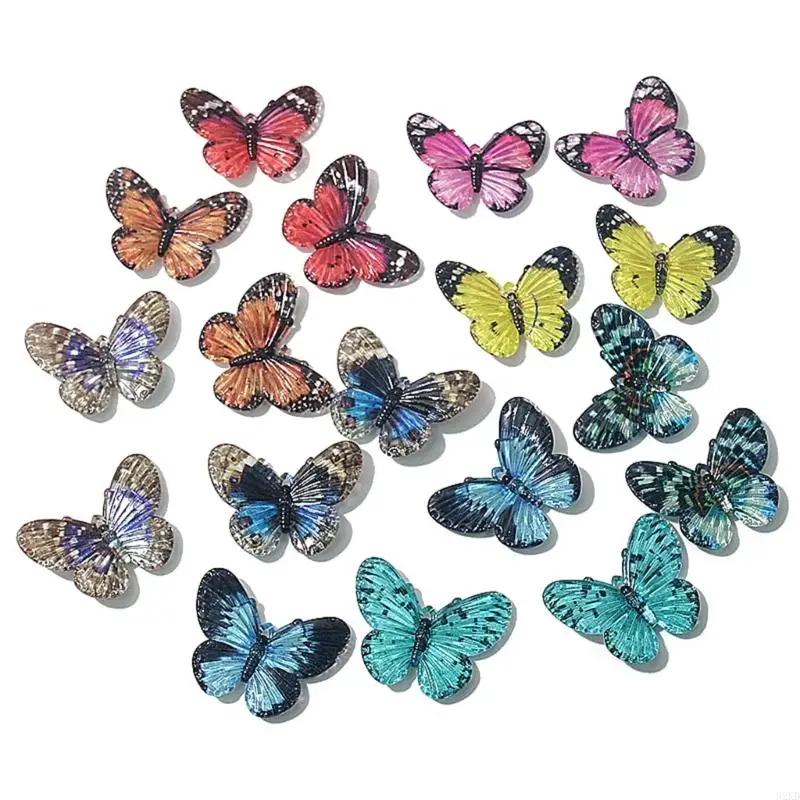 62KD Multicolored Plastic Butterfly Ornamentation 9 Designs Miniature Fantasy Retreat Crafting Accessories Set