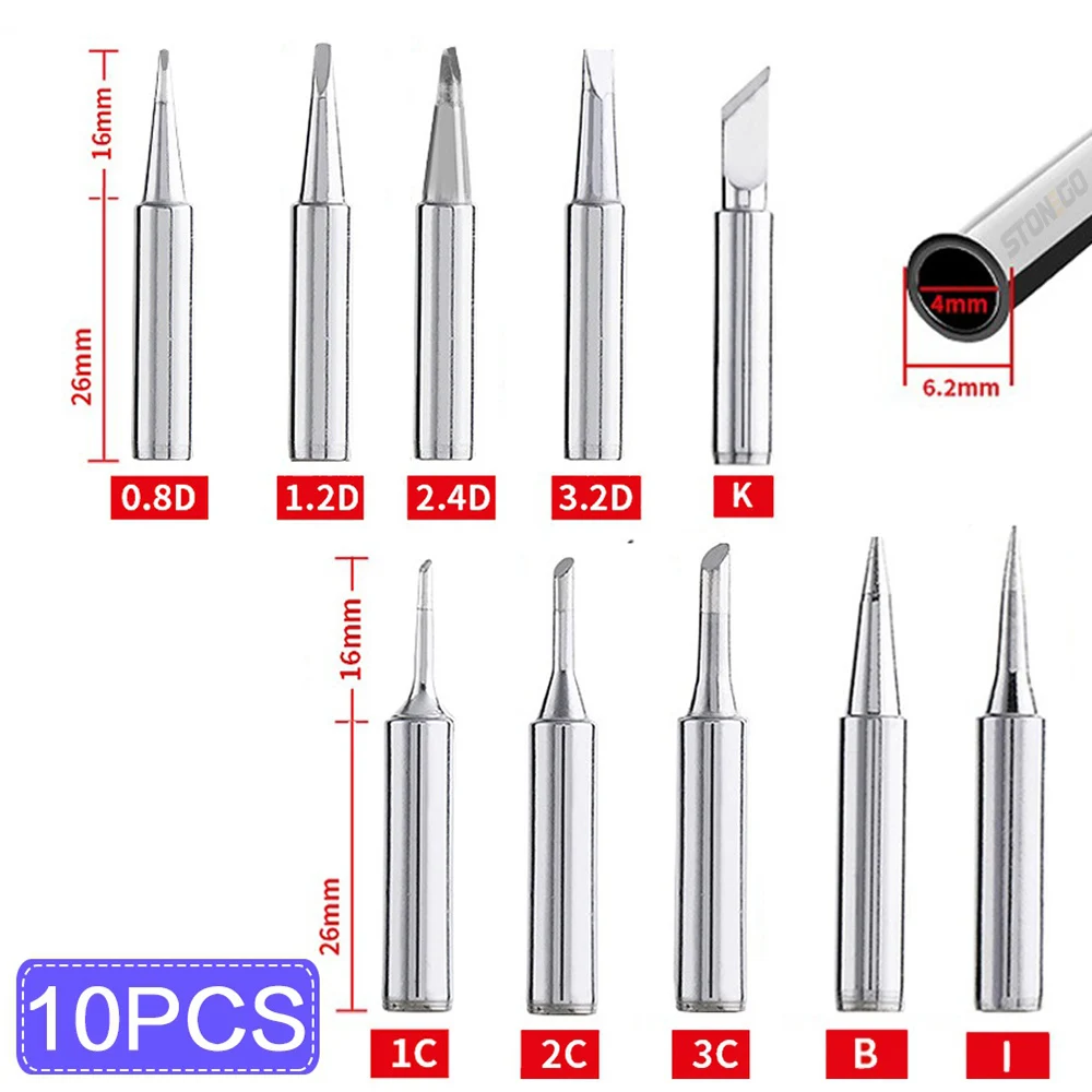 STONEGO Soldering Iron Tip Set - 5PCS or 10PCS - Replacement Tips for DIY Electric Soldering Iron Repair