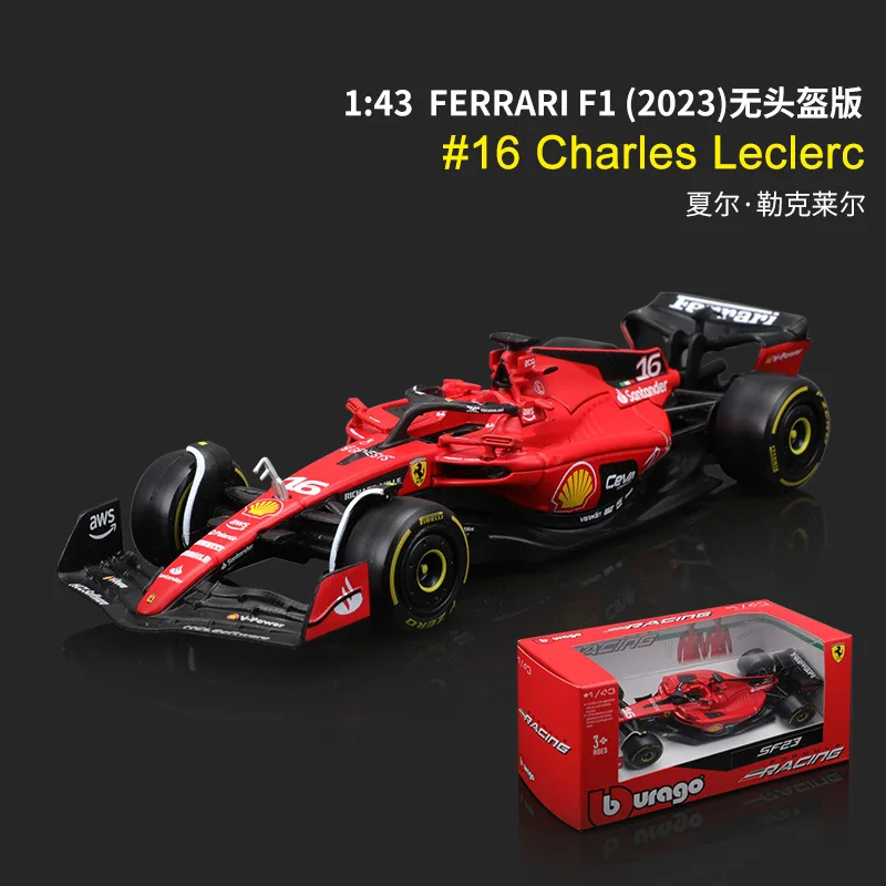 1/43 Bburago F1 Ferrari SF-23 2023 16 #   Leclerc 55 #   Sainz Formuła 1 samochód FERRARI odlewany model samochodu ze stopu metali kolekcja zabawek prezent