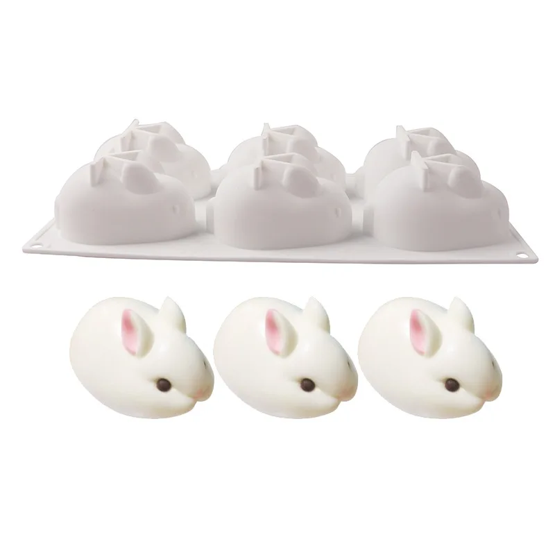 

6 Cavity Rabbit Silicone Cake Mold for Chocolate Mousse Jelly Pudding Ice Cream Dessert Bread Pastry Bakeware Decorating Tools