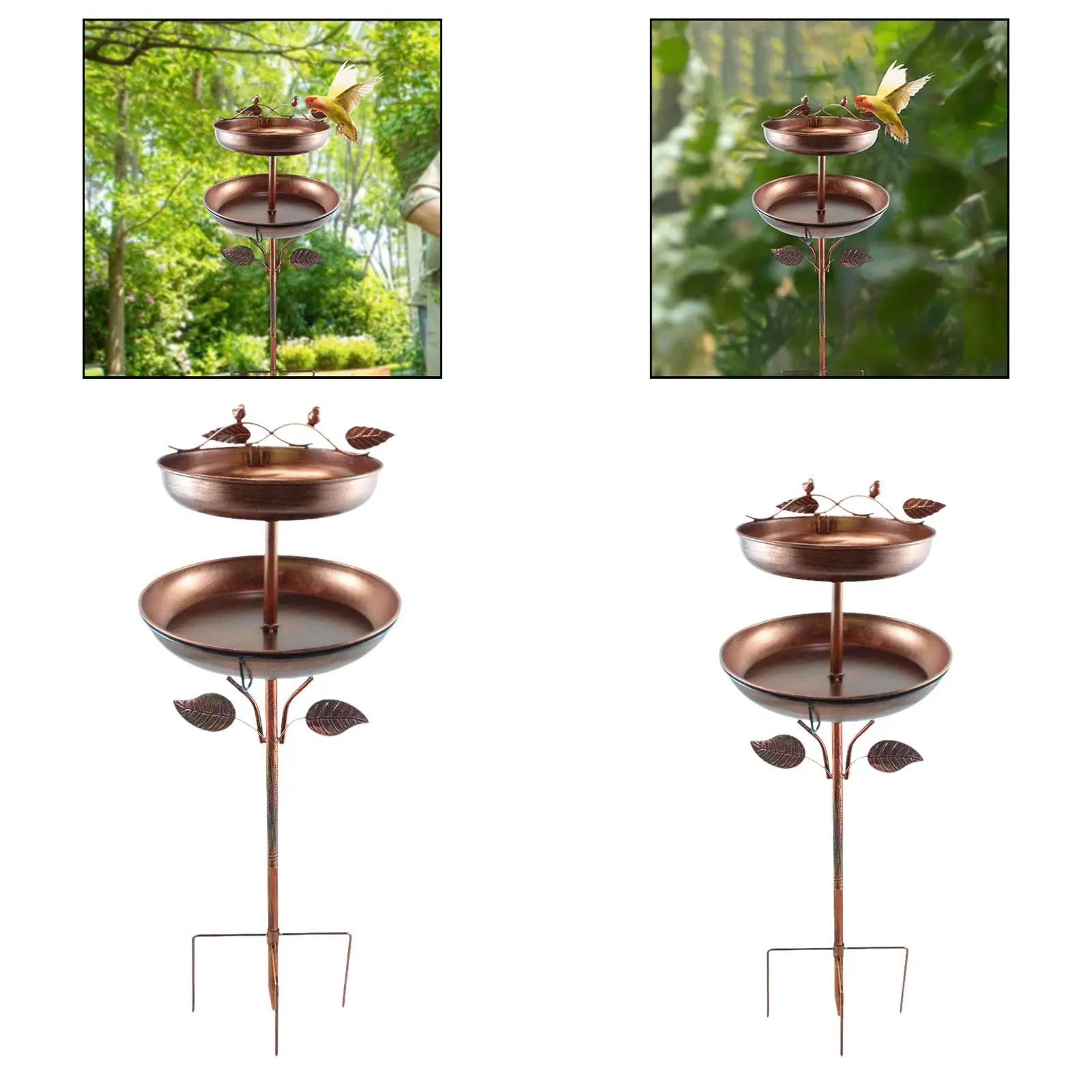 

Metal Bird Bath Easy to Assemble Decor Birdfeeder for Backyard Outside Lawn