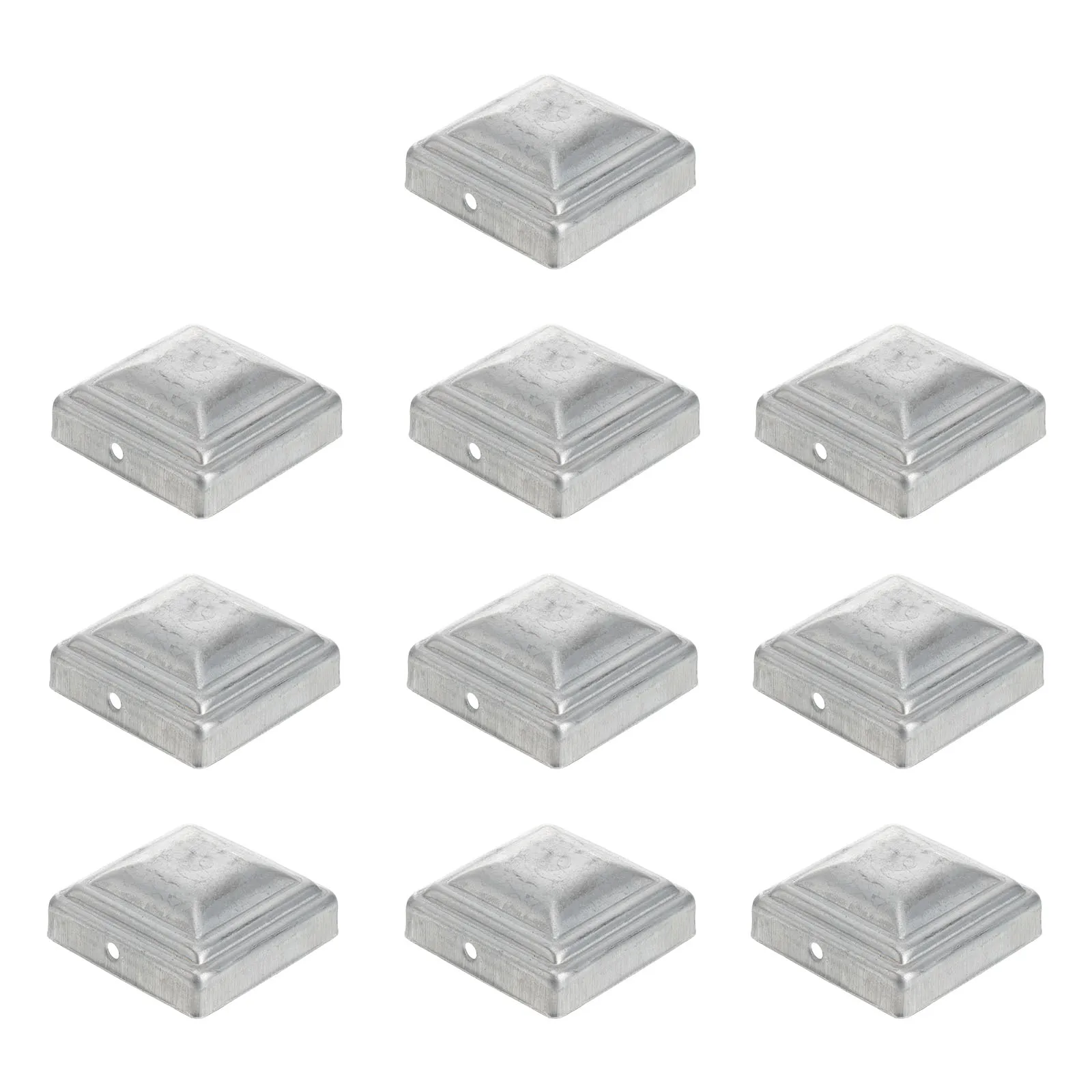 

10pcs Fence Cap Post Cover 60mm Square Galvanized Column Cover Modern Traffic Barrier Zinc Steel Topper Silver