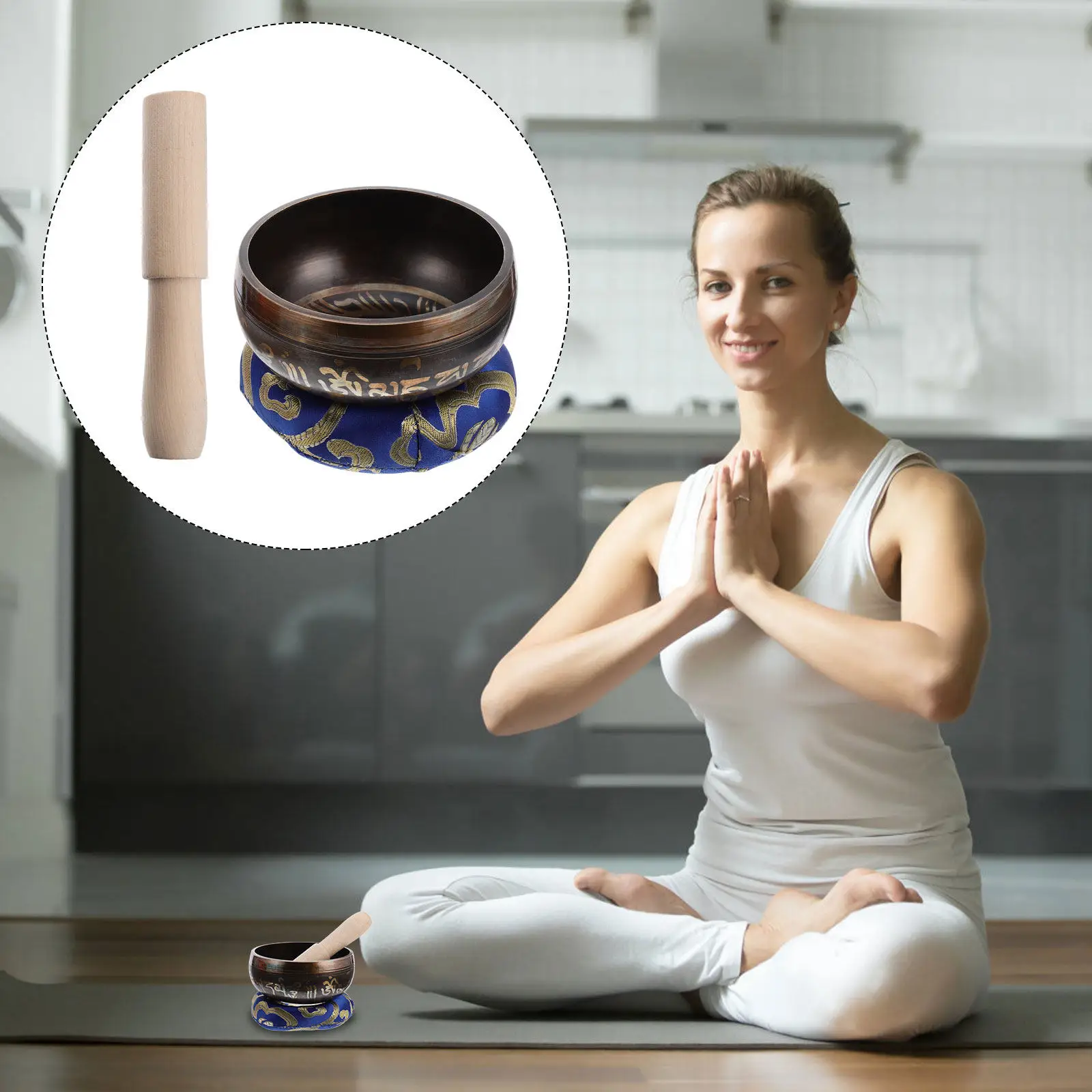 1 Set Tibetan Singing Bowl Set Box Cushion Mallet Meditation Yoga Bowl Healing Sound Therapy Kit Home Relaxation Decor Handmade