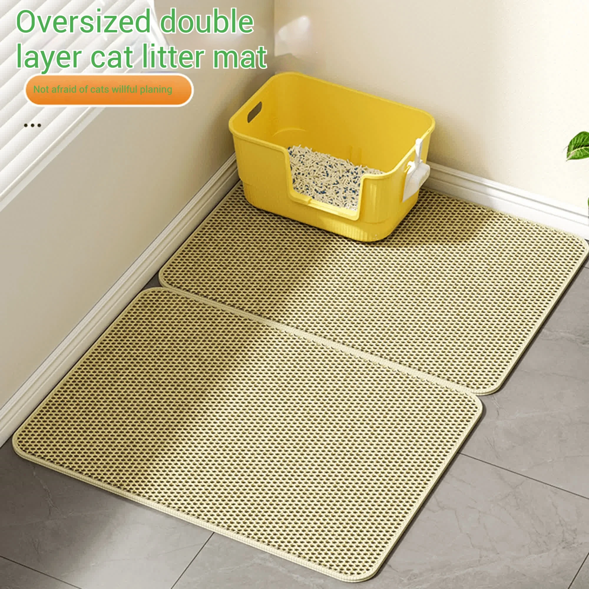 Oversized Double Layer EVA Cat Litter Mat Cat Toilet Mat Carpet for Cat Litter Sandbox for Cat Cat Sand Rug Cat Accessories