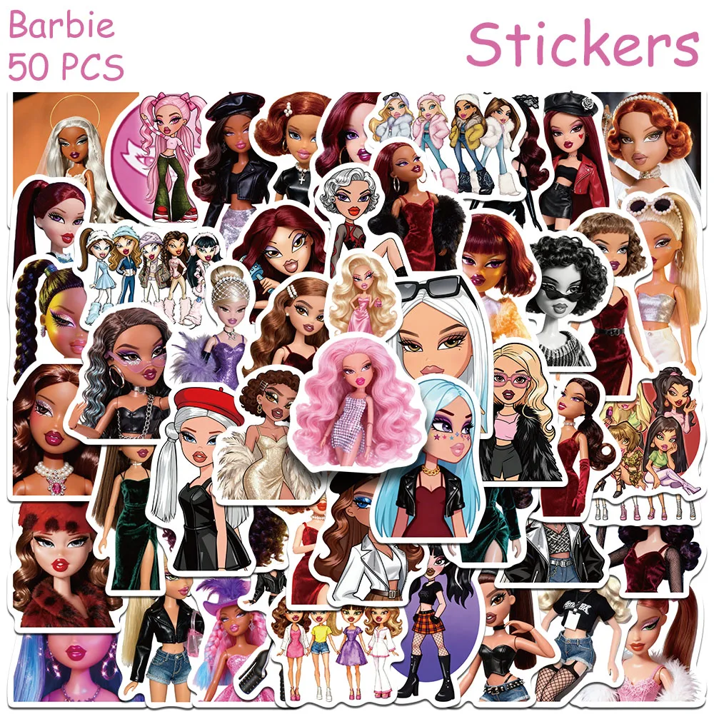 50pcs Cartoon Pretty Ladies Stickers Decals For Laptop Notebook Skateboard Guitar Helmet DIY Aesthetic Waterproof Stickers