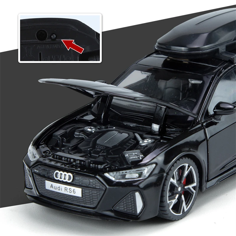 1/32 Audi RS6 Avant Alloy Station Wagon Car Model Diecast Metal Toy Vehicles Car Model Simulation Sound and Light Childrens Gift