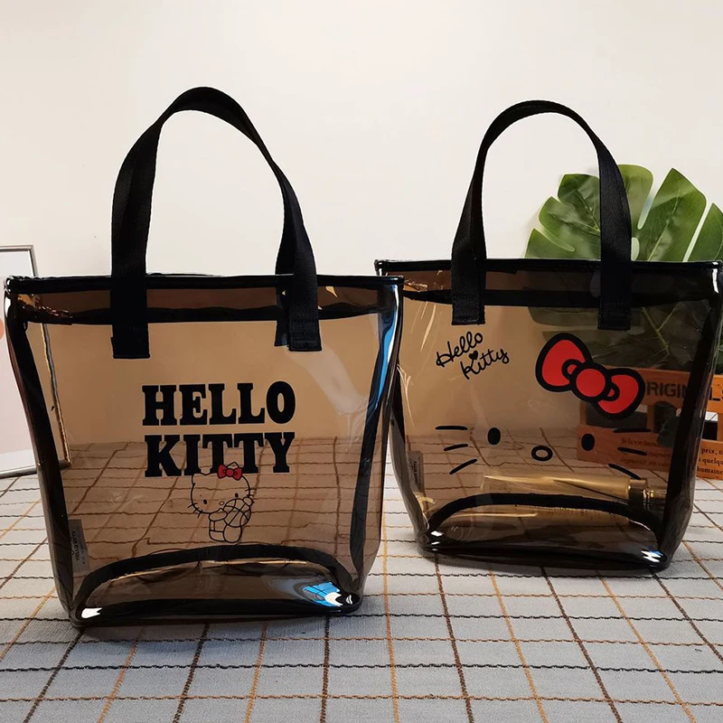 Hello Kittys sanirios borsa cosmetica impermeabile Anime Cartoon Printing borsa da toilette di stoccaggio di grande capacità borsa trasparente in Pvc