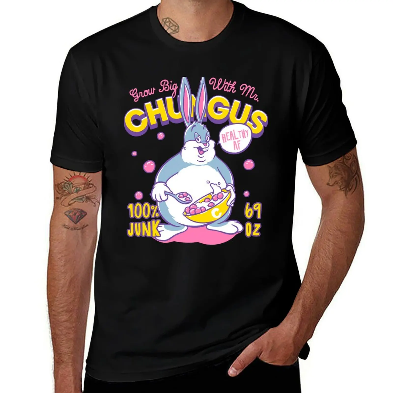 Big Chungus Cereal | Grow Big with Mr. Chungus | MEME T-Shirt Abstract Pattern Print Top T-Shirt