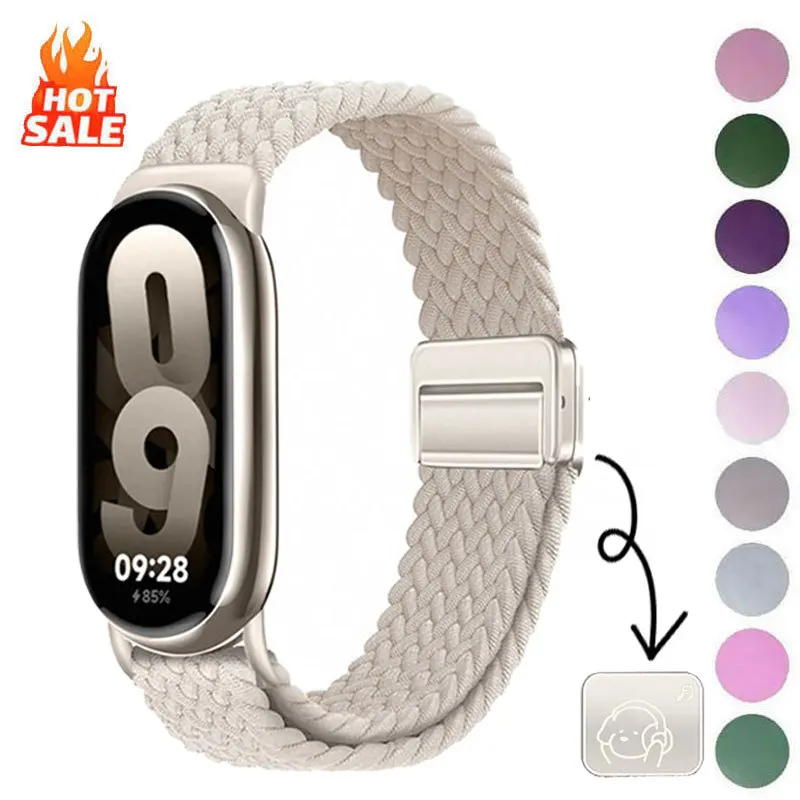 Verstellbares Nylonarmband für Xiaomi Mi Band 10/9, Magnetverschluss-Armband, Zubehör für Xiaomi Mi Band 8/mi 9/10 Smart Watch Belt